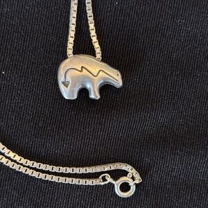 Sterling Silver Bear Pendant and Box Chain